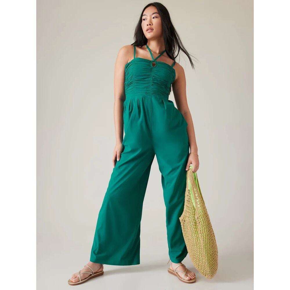 Athleta x Alicia Keys Jumpsuit Enlighten Up Emerald Green Pants Romper Size 6